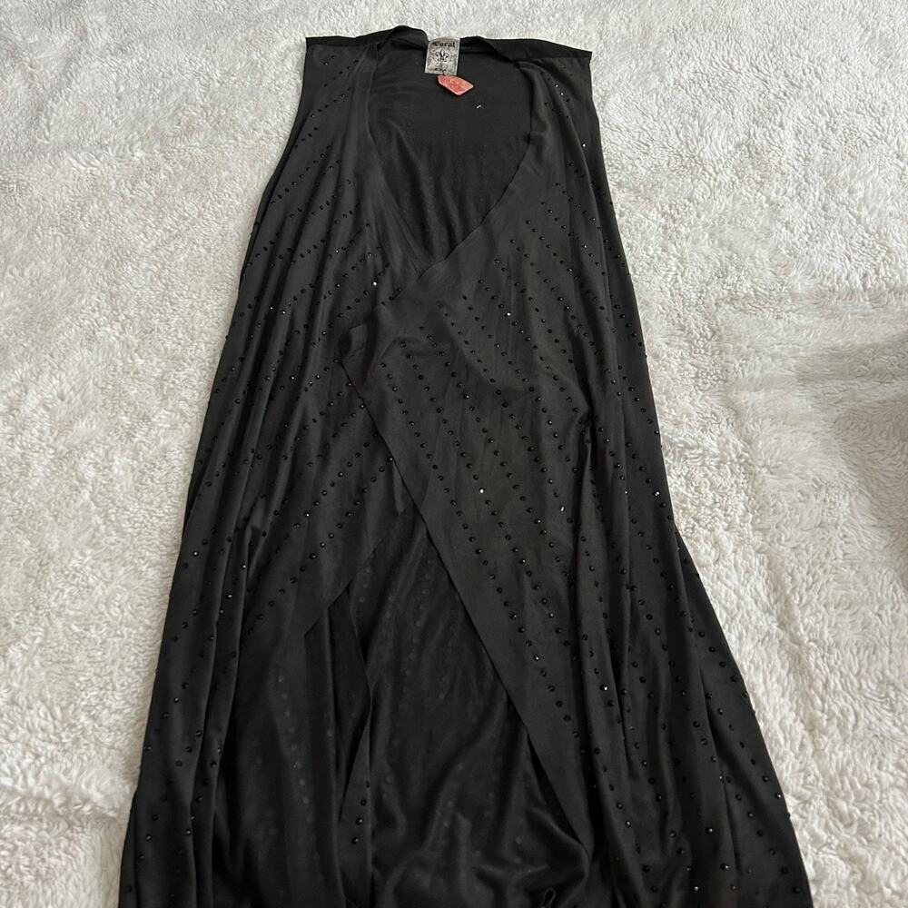 NWT Vocal USA Womens Black Microsuede Duster Vest Boho Hippie Gothic Sz Small